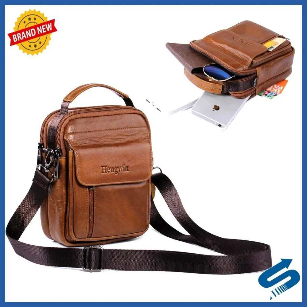 Genuine Leather Phone Pouch Belt Holster Crossbody Purse Shoulder Bag Fanny Pack